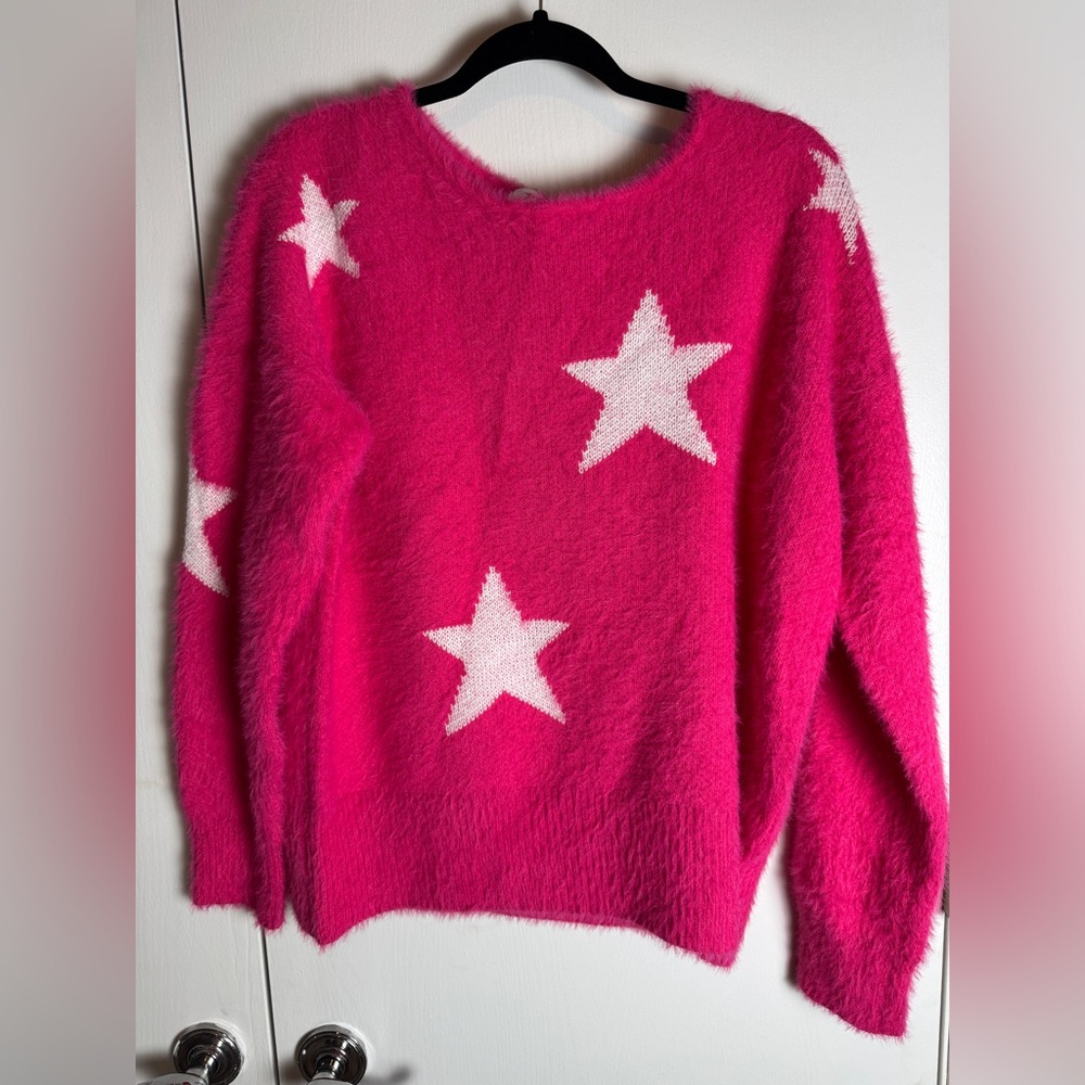 NWT Buddy Love star sweater hot pink, medium